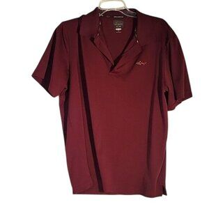 Greg Norman Burgundy Short Sleeve Polo‎ Shirt Mens L Polyester Golf Shirt